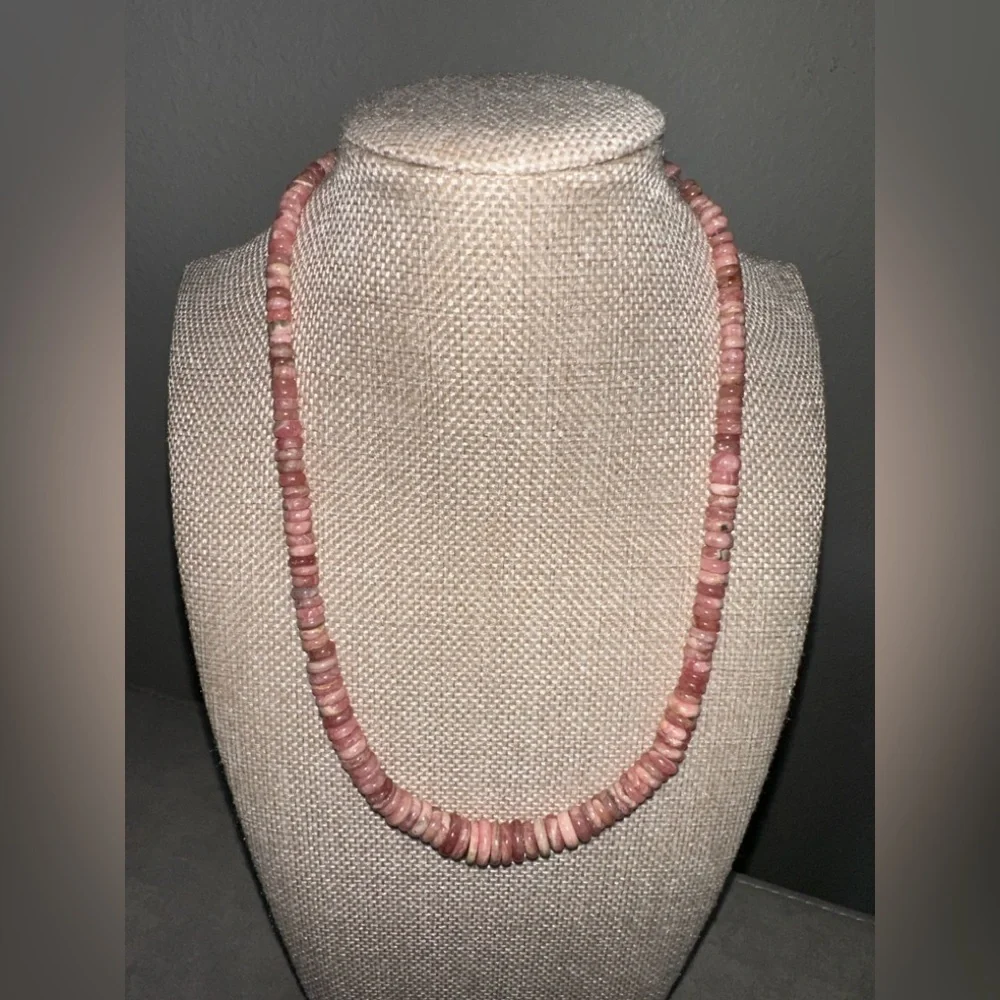 Rhodochrosite bead necklace by Jay King - Picture 2 of 13